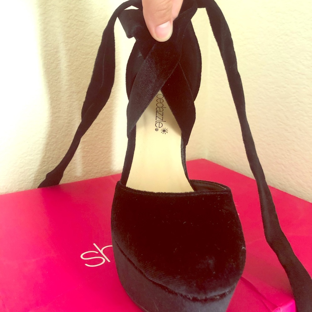 Black velvet heels